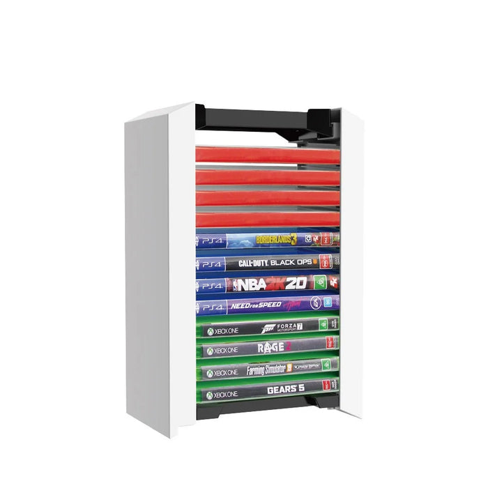 DOBE TP5-0520 12-Tier Optical Disc Rack Vertical Card Box Holder Storage Stand for PS4/PS5/Xbox/Nintendo Switch Game Card Box - White - 4