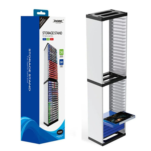 DOBE TP5-0519 36-Tier Optical Disc Rack Vertical Card Box Holder Storage Stand for PS4/PS5/Xbox/Nintendo Switch Game Card Box - White - 1