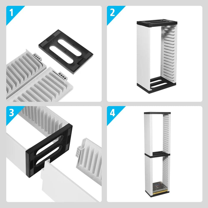 DOBE TP5-0519 36-Tier Optical Disc Rack Vertical Card Box Holder Storage Stand for PS4/PS5/Xbox/Nintendo Switch Game Card Box - White - 3