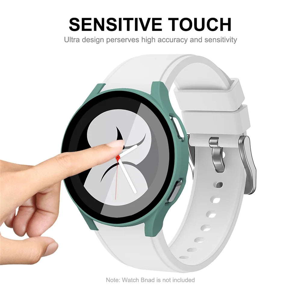 ENKAY HAT PRINCE for Samsung Galaxy Watch4 40mm Rubberized Hard PC Cover with Tempered Glass - Green - 6