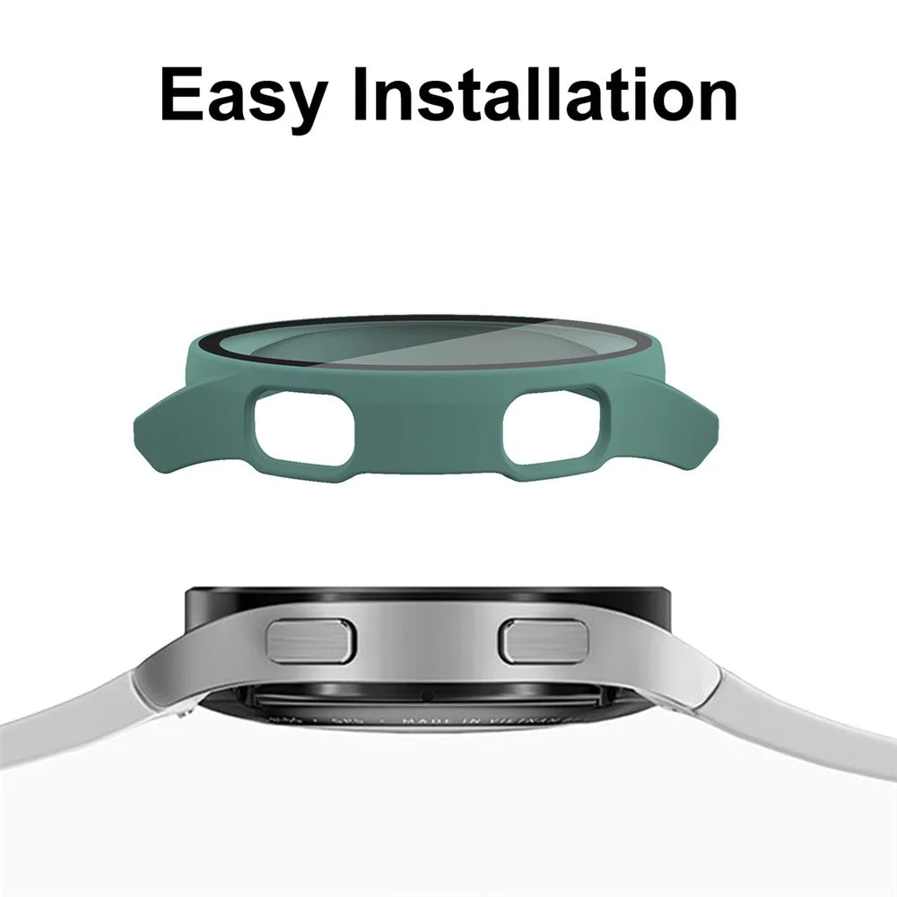 ENKAY HAT PRINCE for Samsung Galaxy Watch4 40mm Rubberized Hard PC Cover with Tempered Glass - Green - 7