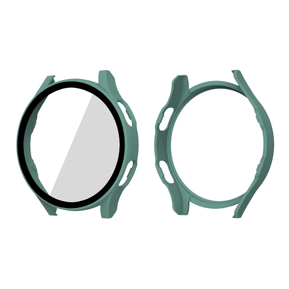 ENKAY HAT PRINCE 2-in-1 Design Rubberized Hard PC Case with 9H Tempered Glass Screen Protector for Samsung Galaxy Watch4 44mm - Green - 1