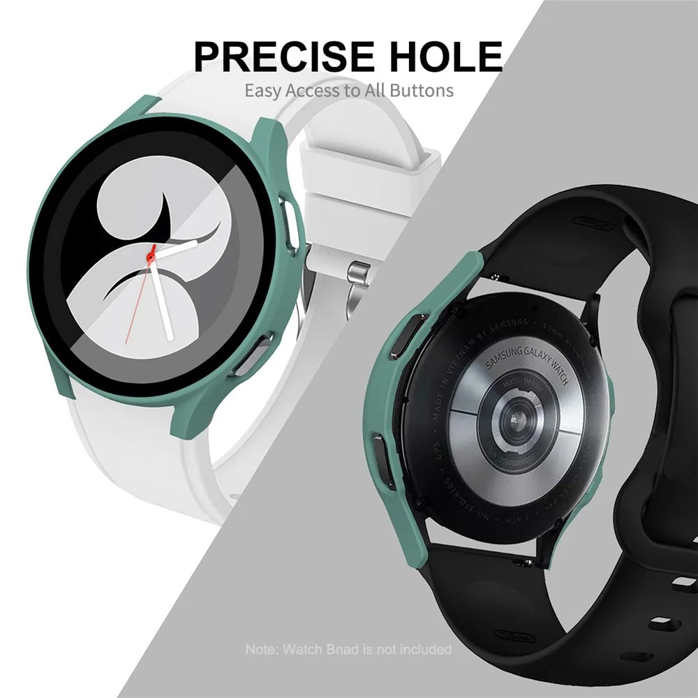 ENKAY HAT PRINCE 2-in-1 Design Rubberized Hard PC Case with 9H Tempered Glass Screen Protector for Samsung Galaxy Watch4 44mm - Green - 4