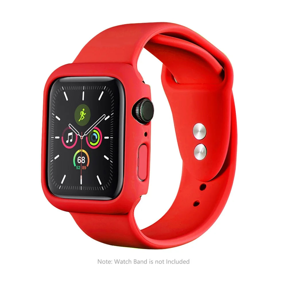 ENKAY HAT PRINCE for Apple Watch Series 9 / 8 / 7 41mm Ultra-Thin Full Cover Rubberized PC Case with Built-in PMMA Tempered Glass Screen Protector - Red - 2