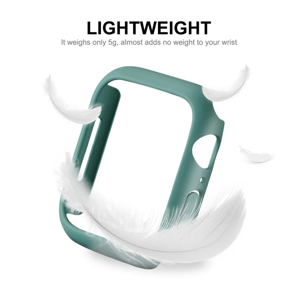 ENKAY HAT PRINCE Full Coverage Rubberized PC Cover Case with PMMA Tempered Glass Film for Apple Watch Series 9 / 8 / 7 45mm - Green - 3