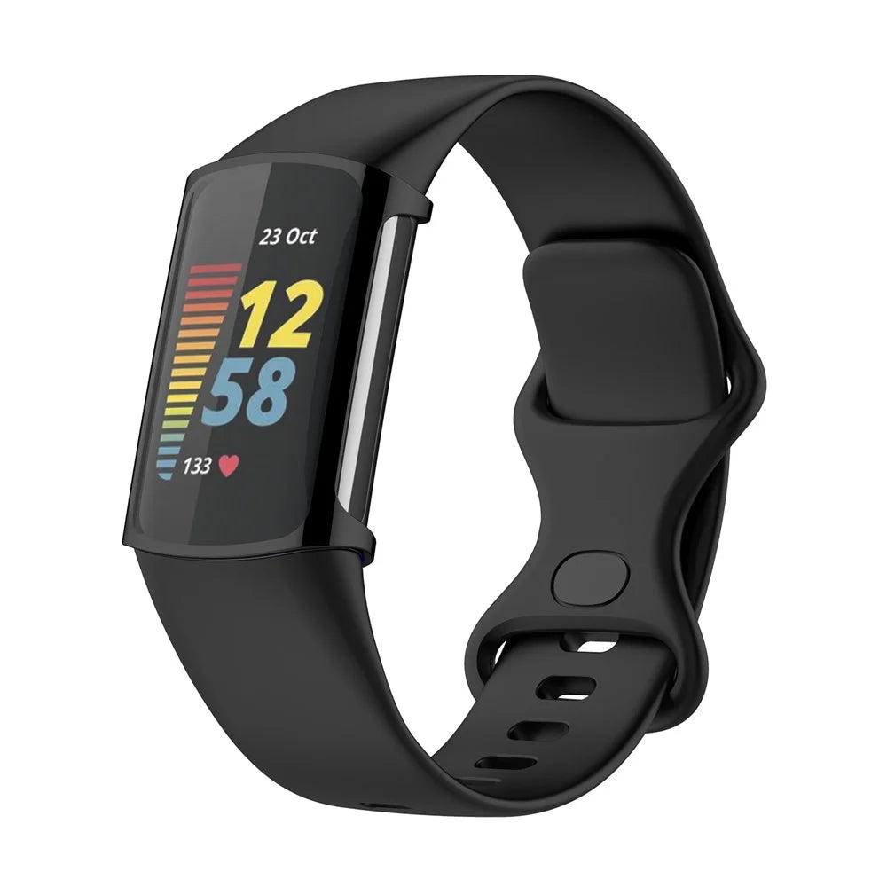 Overall Protective Soft TPU Electroplated Case Ultra-Thin Cover for Fitbit Charge 5 - Black - 2