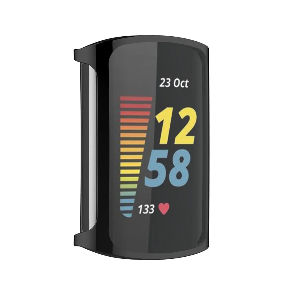 Overall Protective Soft TPU Electroplated Case Ultra-Thin Cover for Fitbit Charge 5 - Black - 3