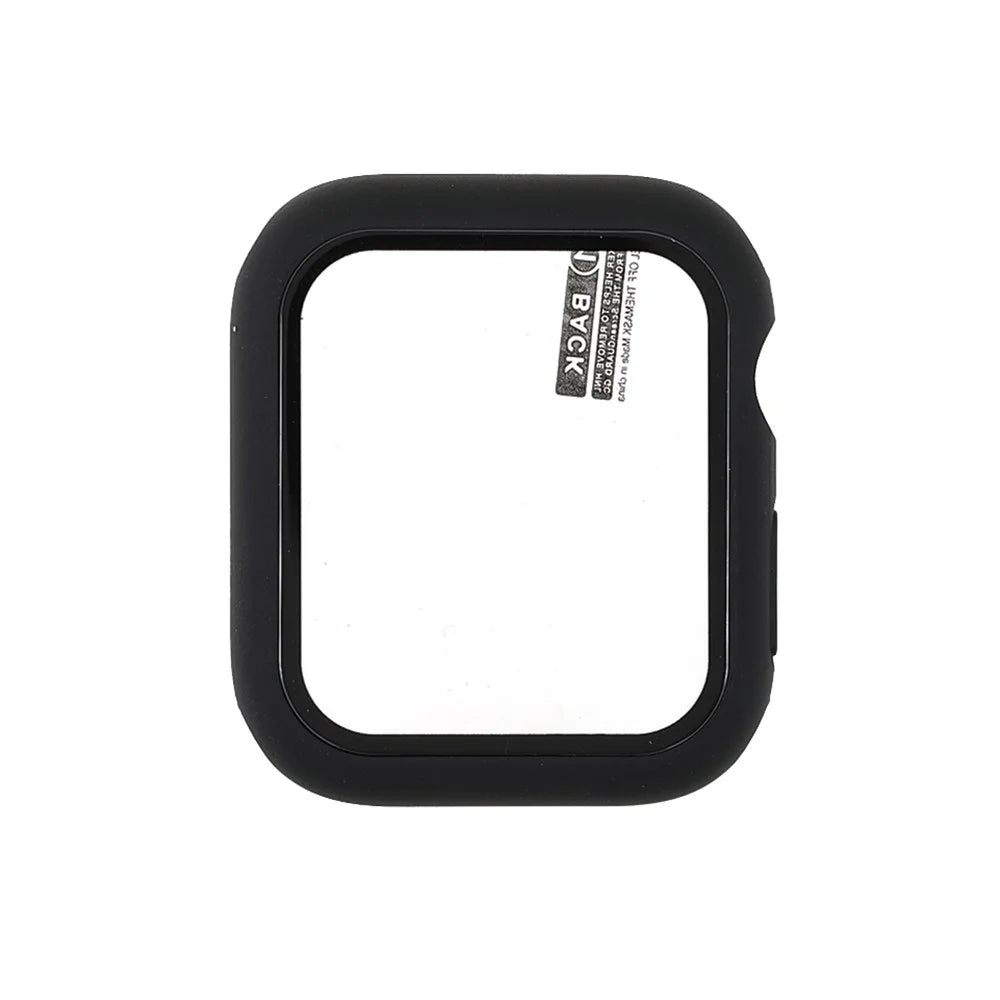 For Apple Watch Series 9 / 8 / 7 41mm Matte Rubberized Case Frame Tempered Glass Protector - 1