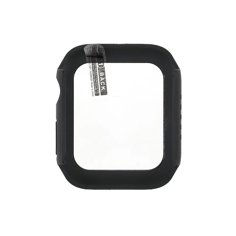 For Apple Watch Series 9 / 8 / 7 41mm Matte Rubberized Case Frame Tempered Glass Protector - 2