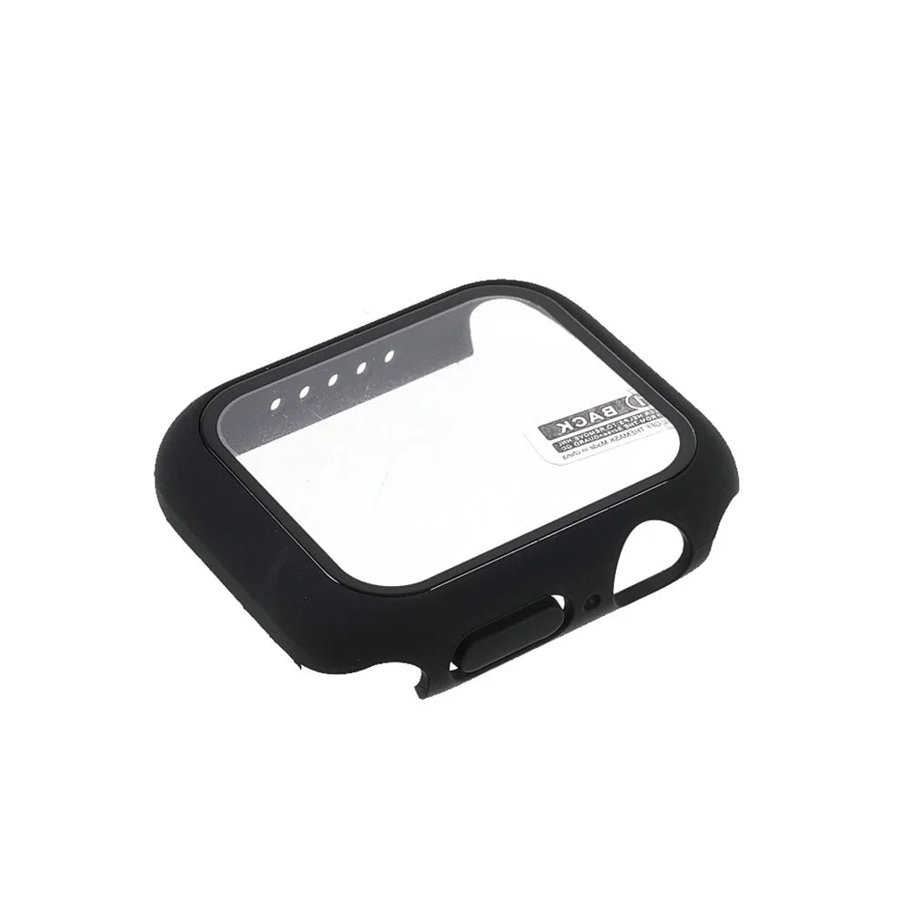 For Apple Watch Series 9 / 8 / 7 41mm Matte Rubberized Case Frame Tempered Glass Protector - 3