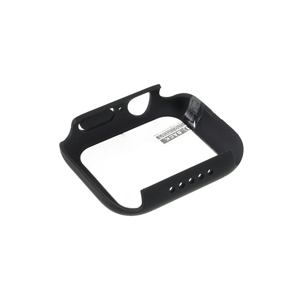 For Apple Watch Series 9 / 8 / 7 41mm Matte Rubberized Case Frame Tempered Glass Protector - 4