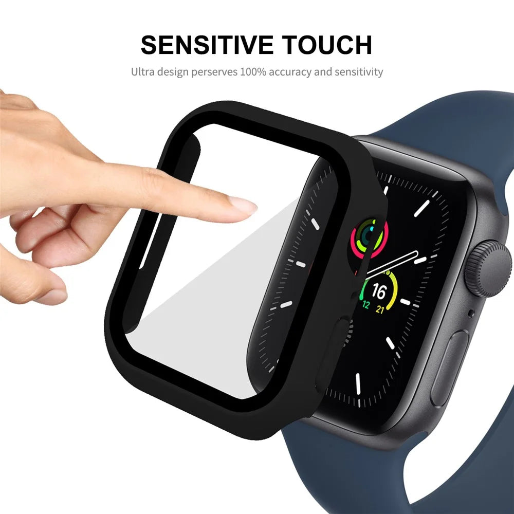 ENKAY HAT PRINCE Rubberized Hard PC Case with Tempered Glass Screen Protector for Apple Watch Series 9 / 8 / 7 45mm - Black - 5