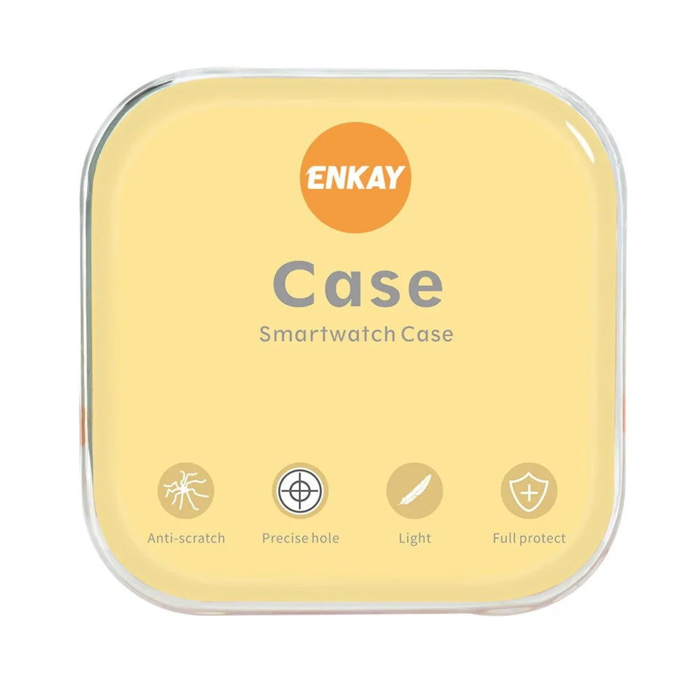 ENKAY HAT PRINCE Rubberized Hard PC Case with Tempered Glass Screen Protector for Apple Watch Series 9 / 8 / 7 45mm - Black - 7