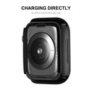 ENKAY HAT PRINCE for Apple Watch Series 9 / 8 / 7 41mm 2-in-1 Design All Around Rubberized Hard PC Frame with Built-in 9H Tempered Glass Screen Protector - Black - 3