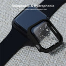 ENKAY HAT PRINCE for Apple Watch Series 9 / 8 / 7 41mm 2-in-1 Design All Around Rubberized Hard PC Frame with Built-in 9H Tempered Glass Screen Protector - Black - 6