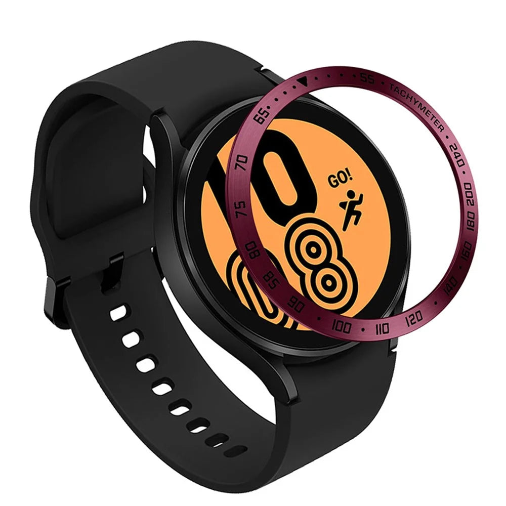 Decorative Stainless Steel Watch Bezel Ring Cover Protector for Samsung Galaxy Watch4 40mm - Wine Red / Black - 1
