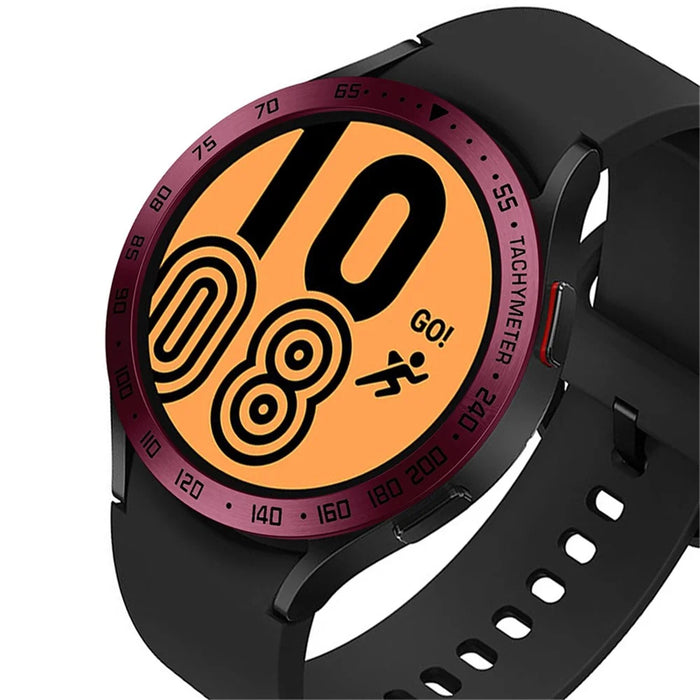 Decorative Stainless Steel Watch Bezel Ring Cover Protector for Samsung Galaxy Watch4 40mm - Wine Red / Black - 2