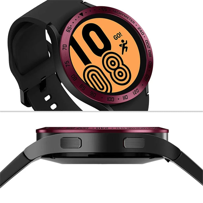 Decorative Stainless Steel Watch Bezel Ring Cover Protector for Samsung Galaxy Watch4 40mm - Wine Red / Black - 5