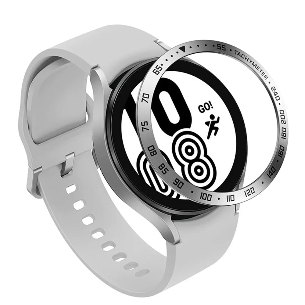 Stainless Steel Watch Bezel Anti-scratch Ring Cover for Samsung Galaxy Watch4 44mm - Silver/Black - 1