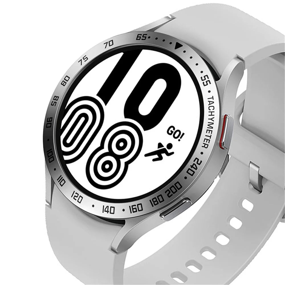 Stainless Steel Watch Bezel Anti-scratch Ring Cover for Samsung Galaxy Watch4 44mm - Silver/Black - 2