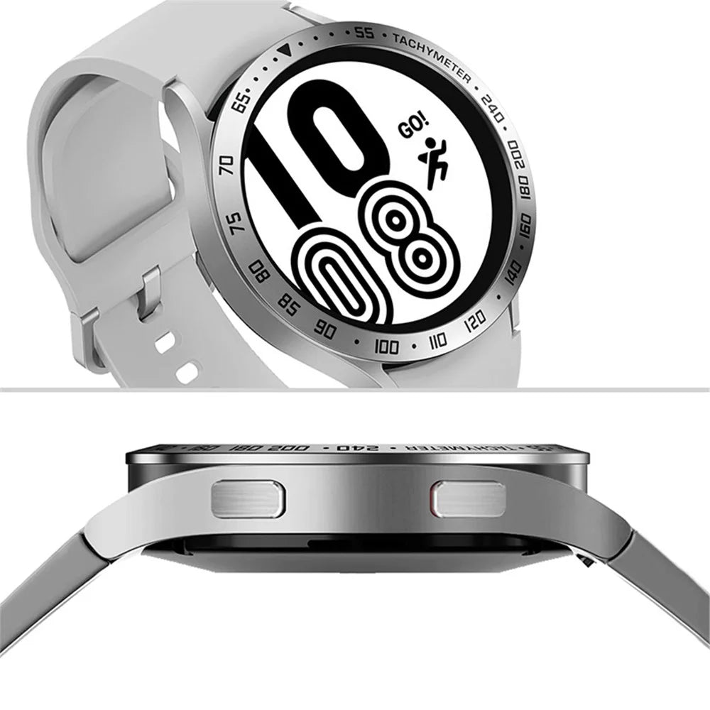 Stainless Steel Watch Bezel Anti-scratch Ring Cover for Samsung Galaxy Watch4 44mm - Silver/Black - 5