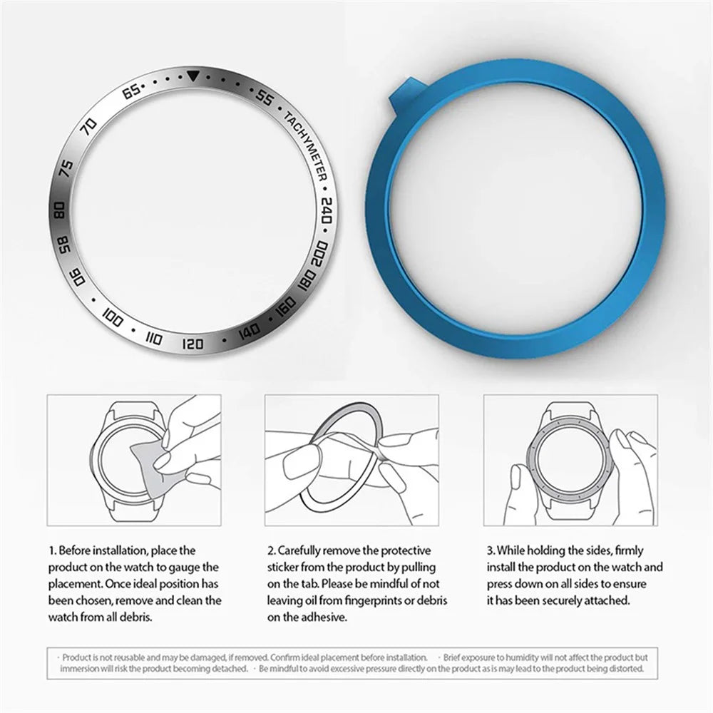 Stainless Steel Watch Bezel Anti-scratch Ring Cover for Samsung Galaxy Watch4 44mm - Silver/Black - 6