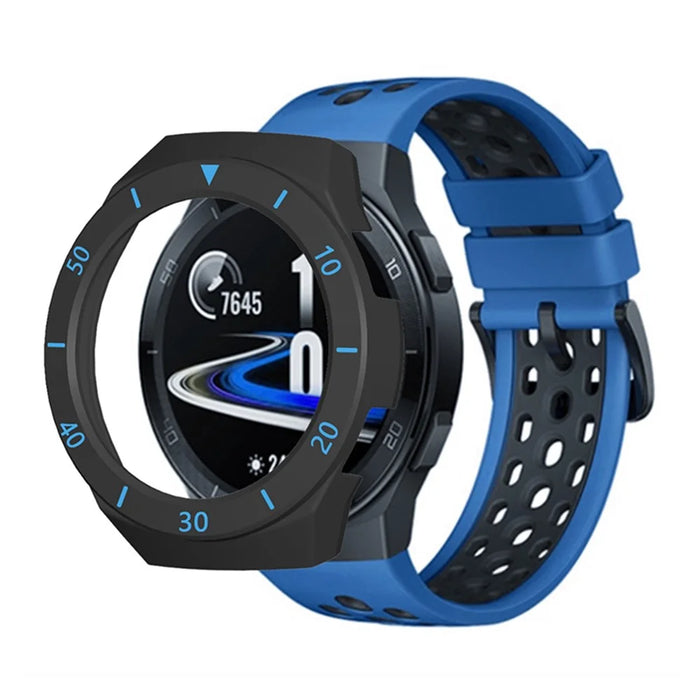 Dual Color Smart Watch Frame PC Case Cover Protector with Scale for Huawei Watch GT 2e - Black / Blue - 2