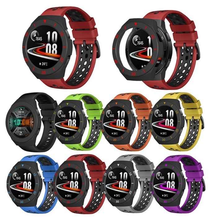 Dual Color Smart Watch Frame PC Case Cover Protector with Scale for Huawei Watch GT 2e - Black / Blue - 4