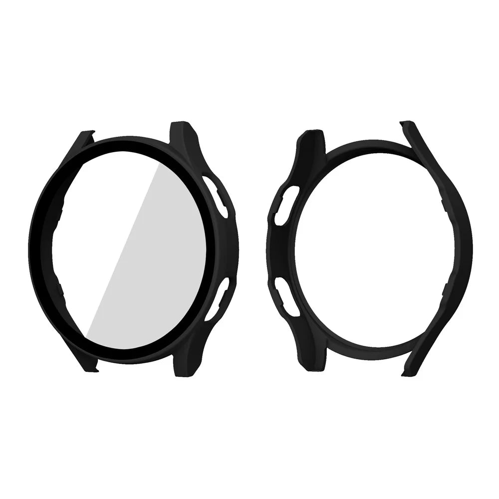 Rubberized Hard PC Bumper Case with Tempered Glass for Samsung Galaxy Watch4 40mm - Black - 4