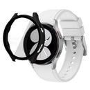 All-Around Rubberized Hard PC Case with Touch Sensitive Tempered Glass Screen Protector for Samsung Galaxy Watch4 44mm - Black - 1