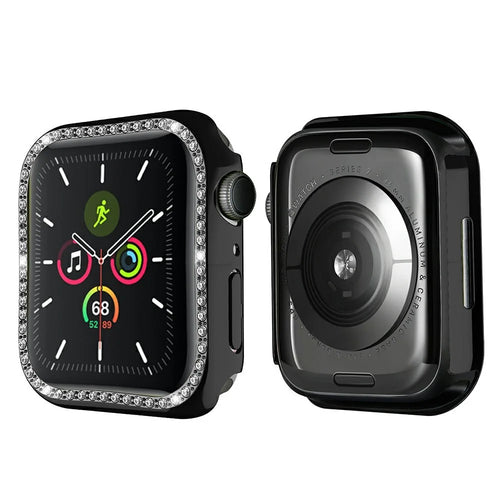 Rhinestones Decor Hard PC Watch Case Frame Cover for Apple Watch Series 9 / 8 / 7 45mm - Black - 1