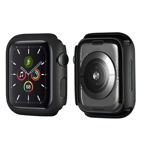 Rubberized Hard PC Watch Case Edge Frame Protective Cover for Apple Watch Series 9 / 8 / 7 45mm - Black - 1