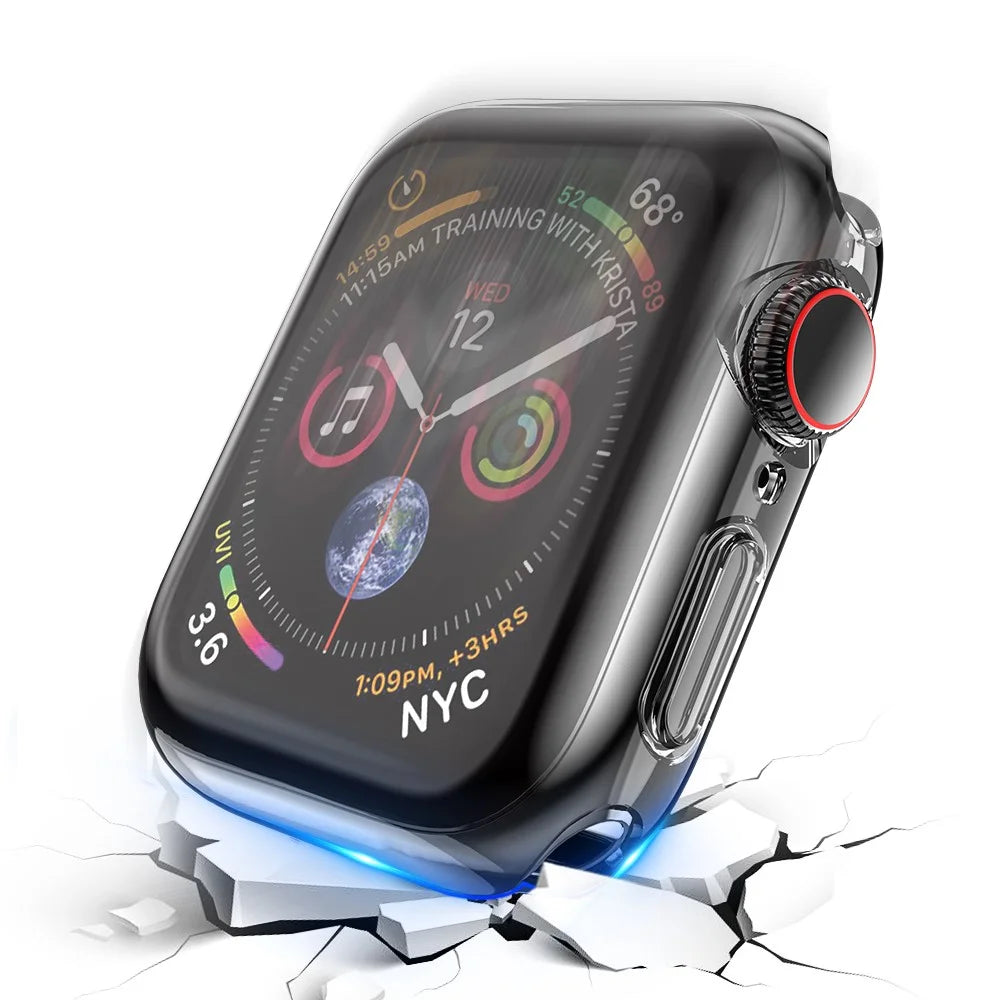 Soft TPU All Around Protective Case HD Clear Ultra-Thin Shell for Apple Watch Series 9 / 8 / 7 45mm - 4