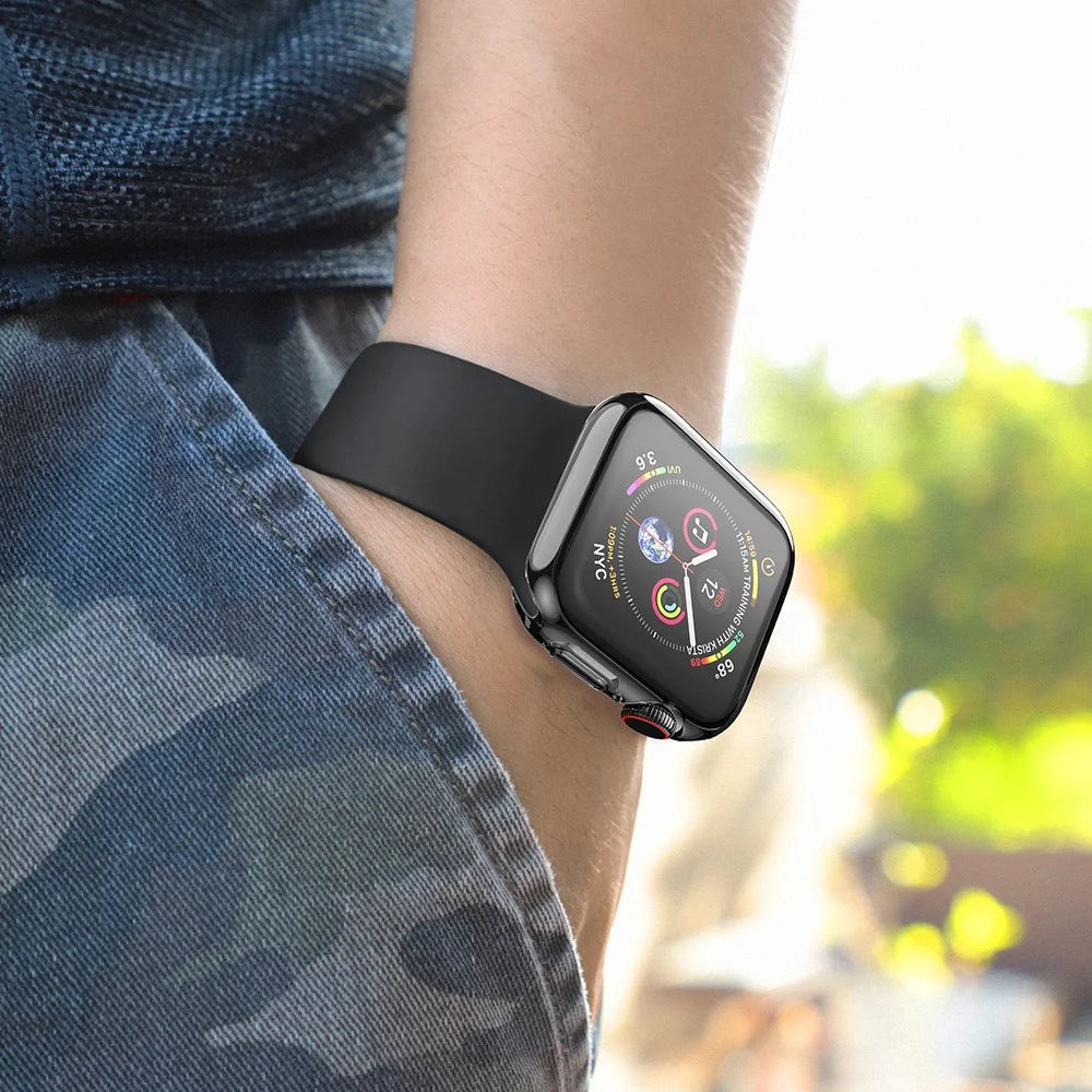 Soft TPU All Around Protective Case HD Clear Ultra-Thin Shell for Apple Watch Series 9 / 8 / 7 45mm - 6