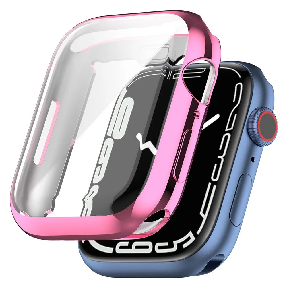 Stylish Electroplating TPU Watch Case Full Protective Case for Apple Watch Series 9 / 8 / 7 45mm - Pink - 2