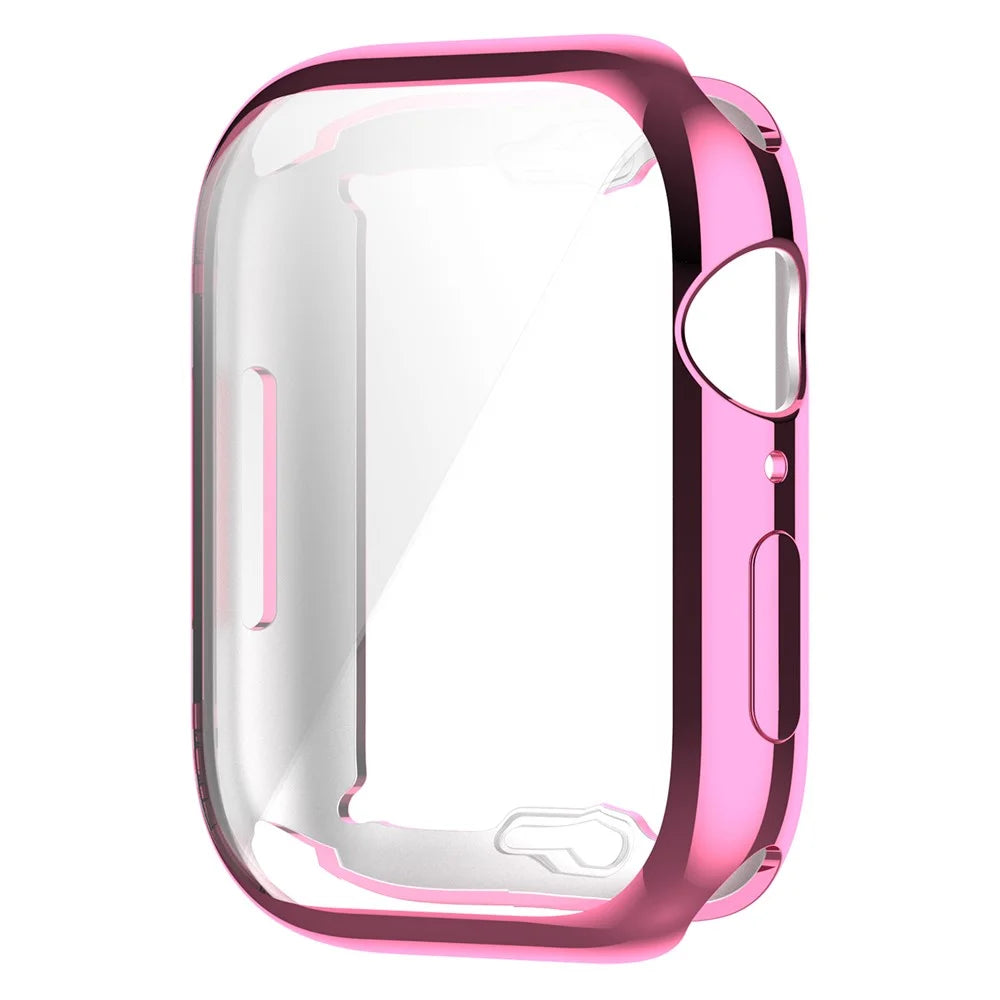 Stylish Electroplating TPU Watch Case Full Protective Case for Apple Watch Series 9 / 8 / 7 45mm - Pink - 7