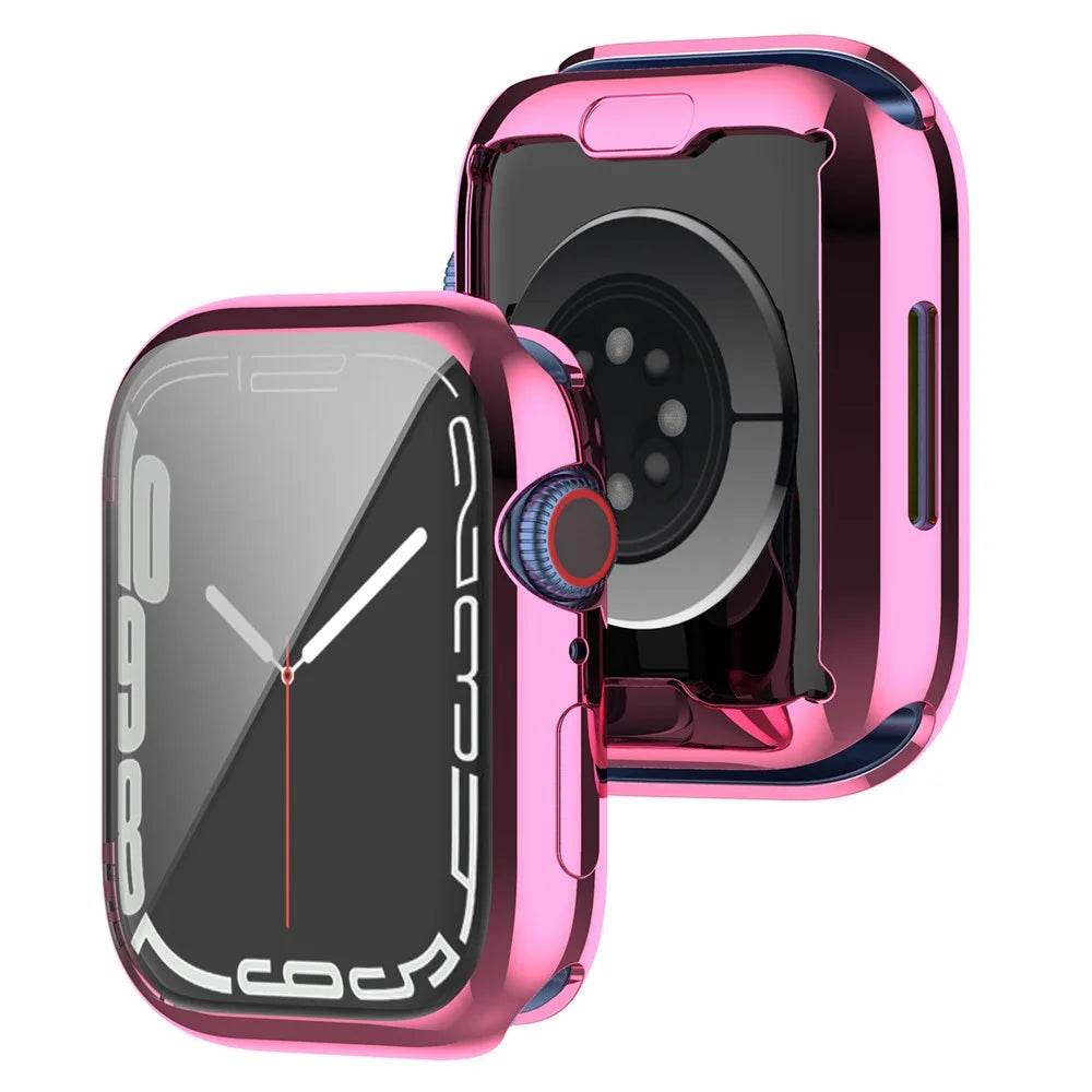 Electroplating TPU Watch Cover Full Protective Case for Apple Watch Series 9 / 8 / 7 41mm - Pink - 1