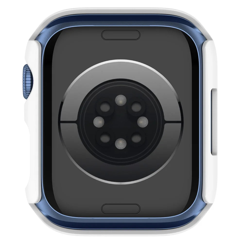 Scratch Resistant Hard PC Case with Tempered Glass Screen Cover for Apple Watch Series 9 / 8 / 7 45mm - White - 5