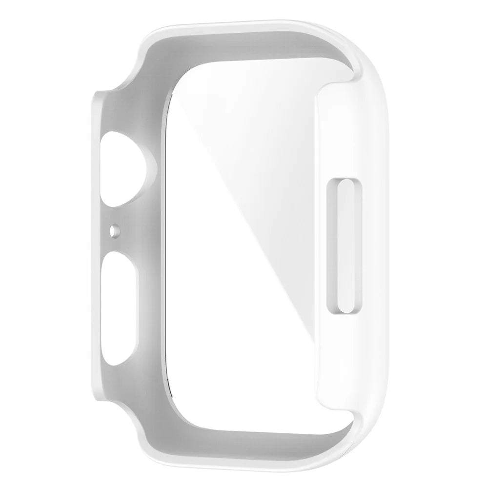 Scratch Resistant Hard PC Case with Tempered Glass Screen Cover for Apple Watch Series 9 / 8 / 7 45mm - White - 7
