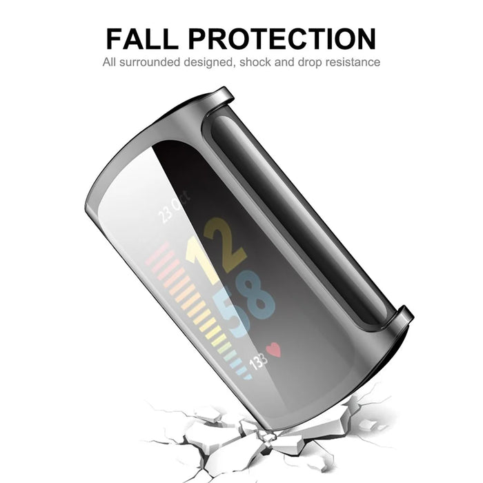 ENKAY HAT PRINCE Fall Protection TPU Smart Watch Case Cover Protector for Fitbit Charge 6 / 5 - Transparent - 6
