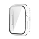 For Apple Watch Series 9 / 8 / 7 41mm Drop-proof PC Frame with Tempered Glass Screen Protector Integrated Watch Case - Transparent White - 3