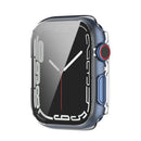 For Apple Watch Series 9 / 8 / 7 41mm Drop-proof PC Frame with Tempered Glass Screen Protector Integrated Watch Case - Transparent White - 6