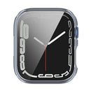 For Apple Watch Series 9 / 8 / 7 41mm Drop-proof PC Frame with Tempered Glass Screen Protector Integrated Watch Case - Transparent White - 7