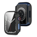 For Apple Watch Series 9 / 8 / 7 41mm Drop-proof PC Frame with Tempered Glass Screen Protector Integrated Watch Case - Black - 6