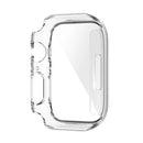 Anti-fall PC Frame with Tempered Glass Screen Protector Watch Case for Apple Watch Series 9 / 8 / 7 45mm - Transparent White - 2