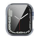 Anti-fall PC Frame with Tempered Glass Screen Protector Watch Case for Apple Watch Series 9 / 8 / 7 45mm - Transparent White - 7