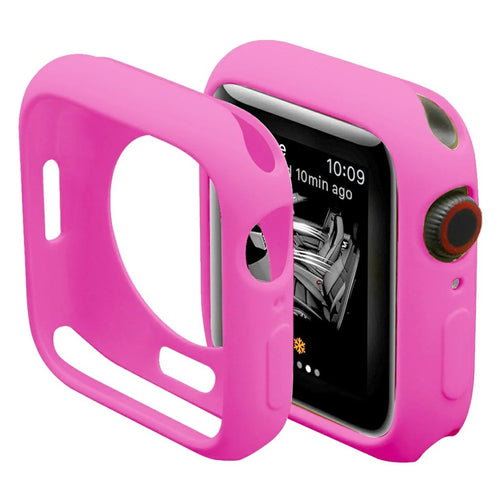 For Apple Watch Series 9 / 8 / 7 41mm Candy Color Soft TPU Smart Watch Case Frame Cover Protector - Hot Pink - 1
