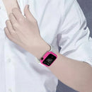 For Apple Watch Series 9 / 8 / 7 41mm Candy Color Soft TPU Smart Watch Case Frame Cover Protector - Hot Pink - 7