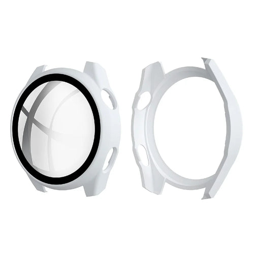 All-Around Scratch Resistant Rubberized Hard PC Case with Touch Sensitive Tempered Glass Screen Protector for Huawei Watch 3 Pro 48mm - White - 1