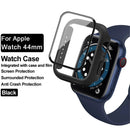 IMAK Hard PC Cover Case with Tempered Glass Screen Protector for Apple Watch Series SE3 / SE2 / SE1 /  6 / 5 / 4 44mm - Black - 2